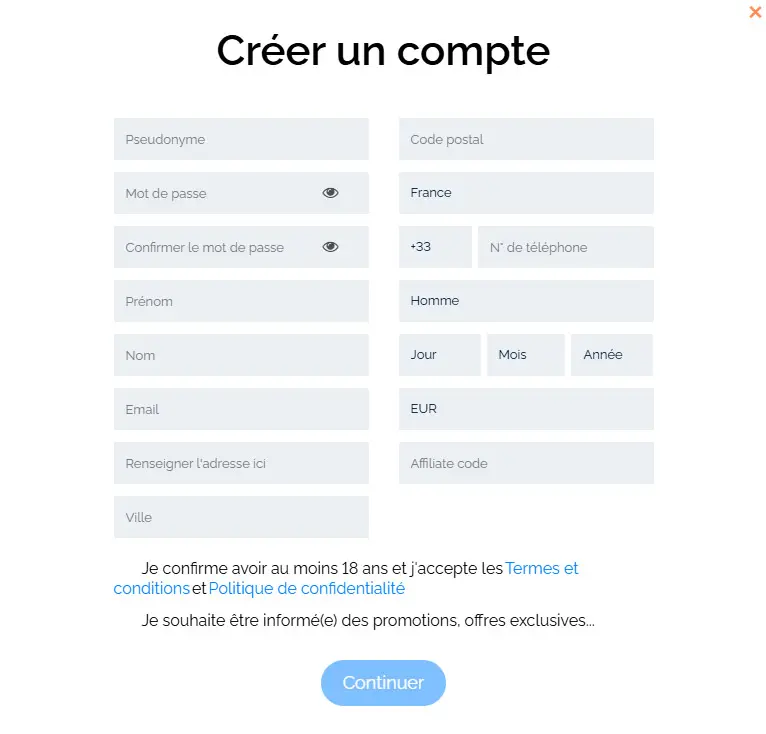 Playsqr Casino registration process