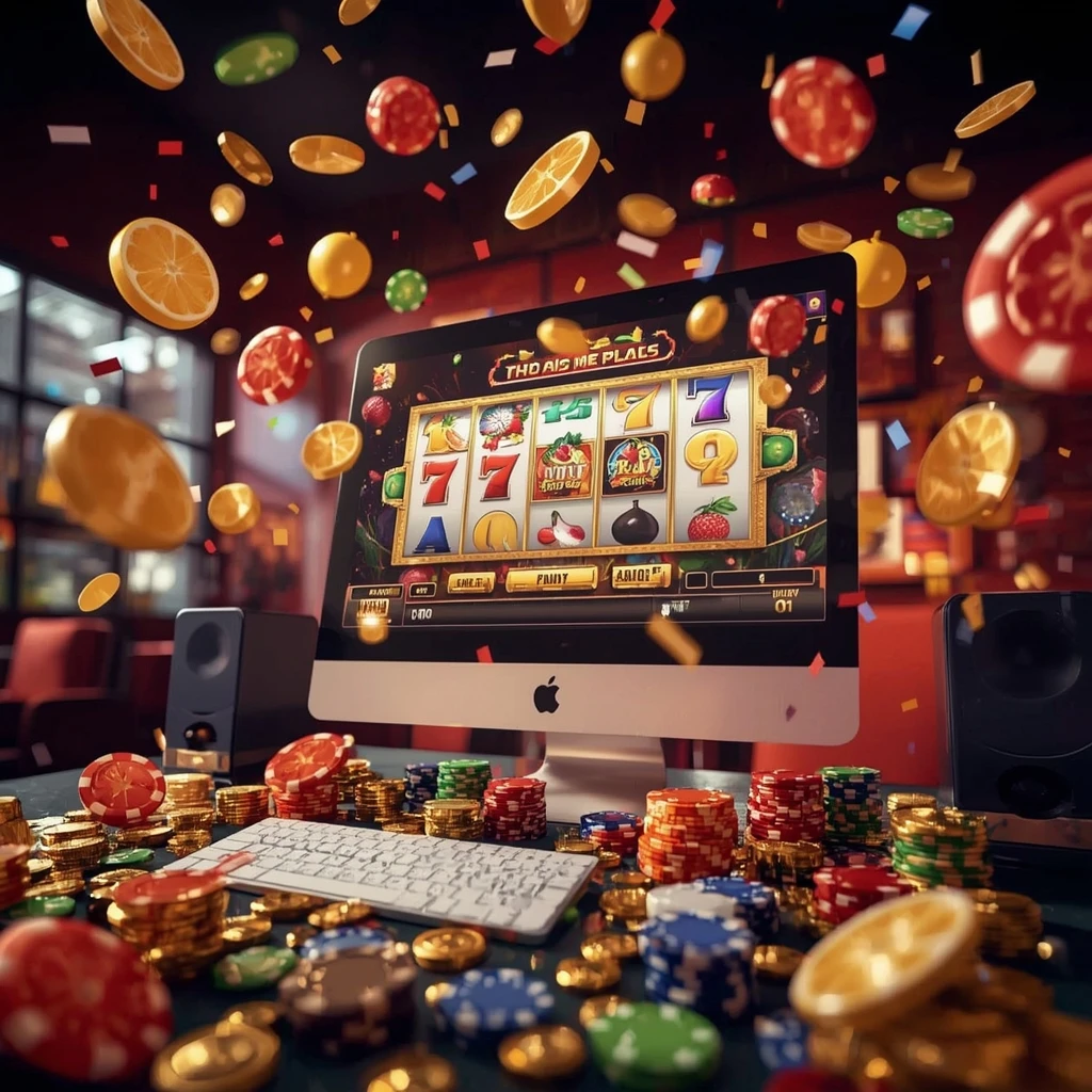 slot machines on the monitor PLAYSQR CASINO